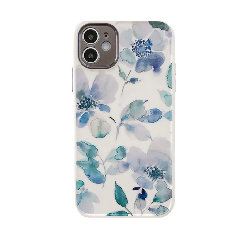 

Artsy Flowers Silicone Shockproof Camera Protective Cover Custom Luxury Fashion Women Girlish Max 12 For iPhone 11 Pro Case, Multi