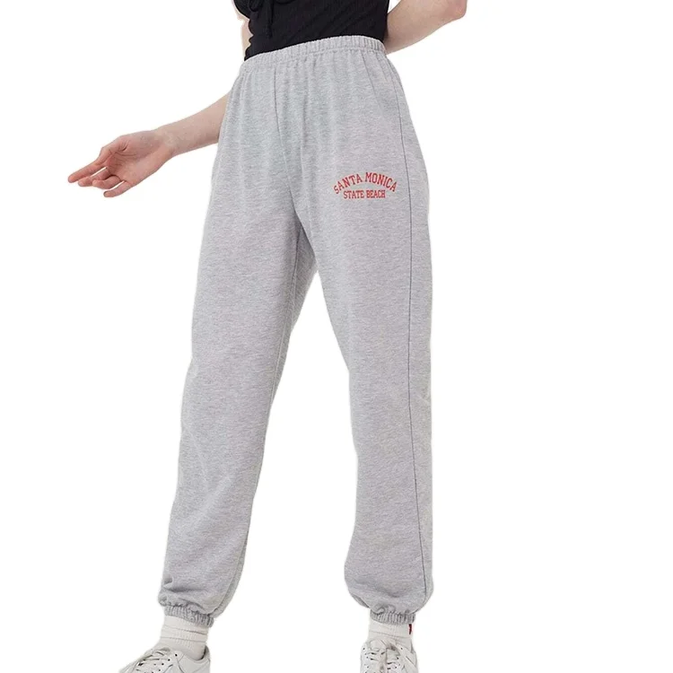 

2021 Fashion Casual High Quality Solid Color Elastic Waist Letter Print Ladies Sweatpants, Picture color,customize