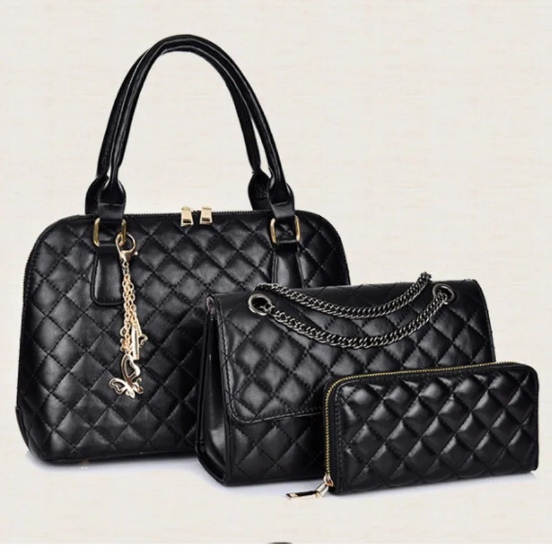

Wholesale fashion the newest rhombogram three-piece bag portable trend purses leather and handbags luxury, Available in 4 colors with color card