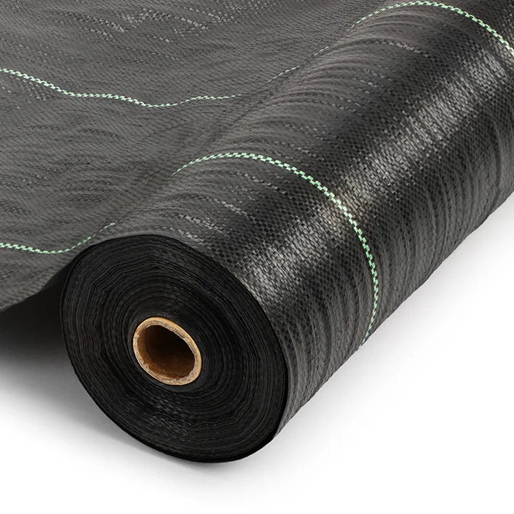 

Black Weed Control Mat PP Woven Fabric Weed Barrier 1m x15m