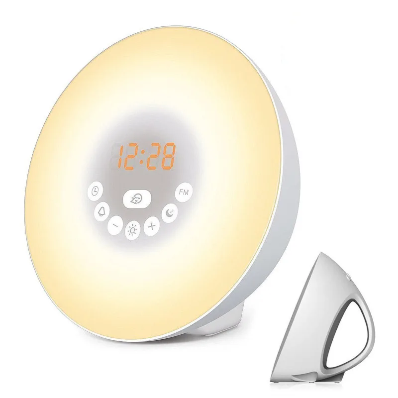 

Amazon Hot Bedroom Smart Wake Up Light Sunrise Sunset Simulation Alarm Clock, Led 7 color change