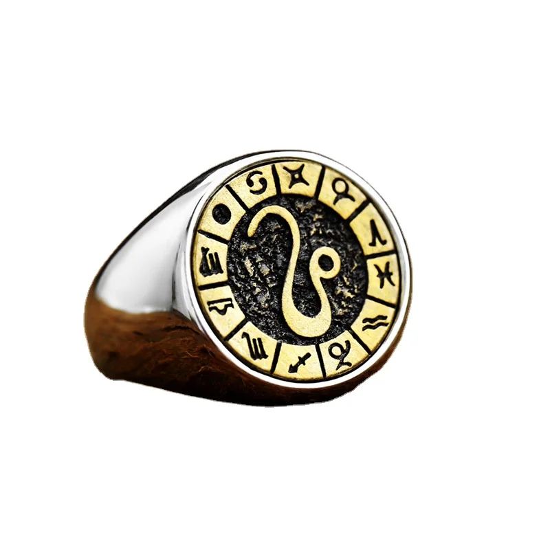 

12 constellat Zodiac Ring Fashion gold plated stainless steel Christmas Gift Rings gold plated rings jewelry