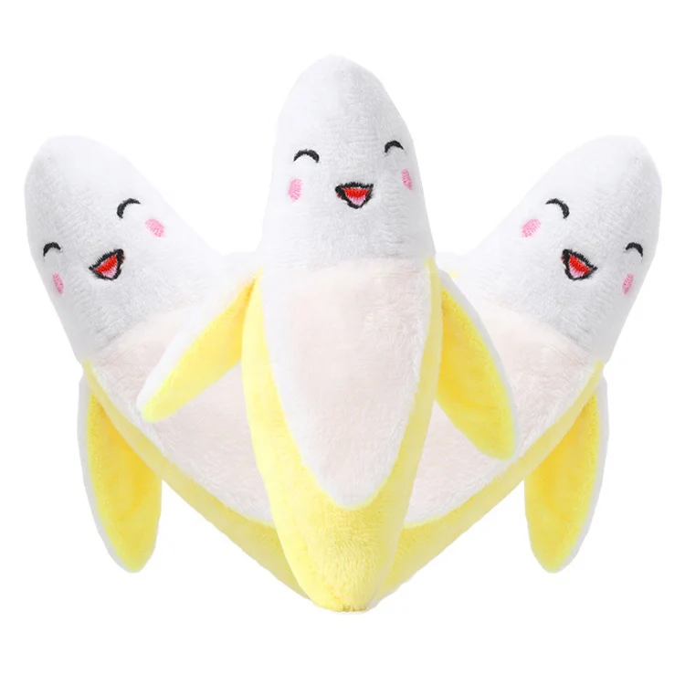 

Wholesale Stuffed Bite-resistant Chew Plush Squeaky Banana Dog Toy, As pictures