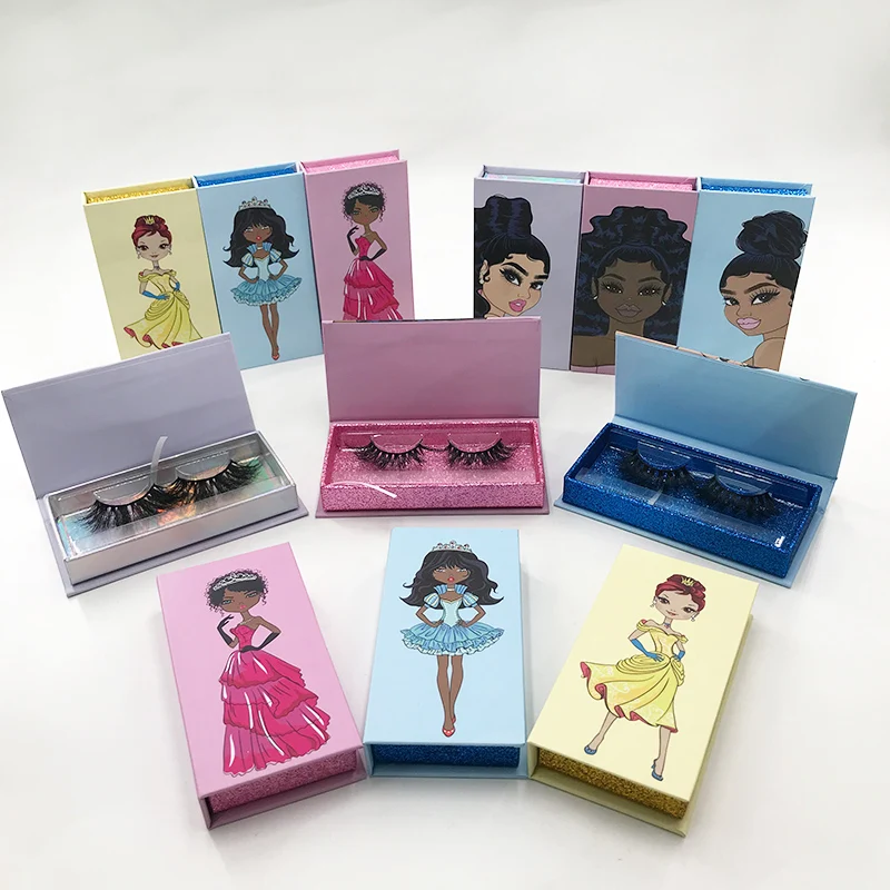 

Hot Selling Lovely Magnetic Lash Box Custom Eyelash Packaging Box Handmade 3D 5D Mink False Eyelashes, Natural black