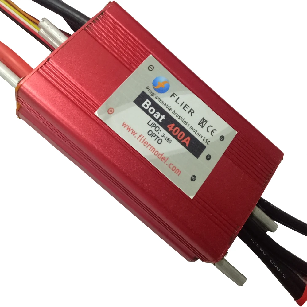 

Flier ESC BOAT 400A 16S Waterproof/ Watercooled Flier with USB LINK to PC, Red