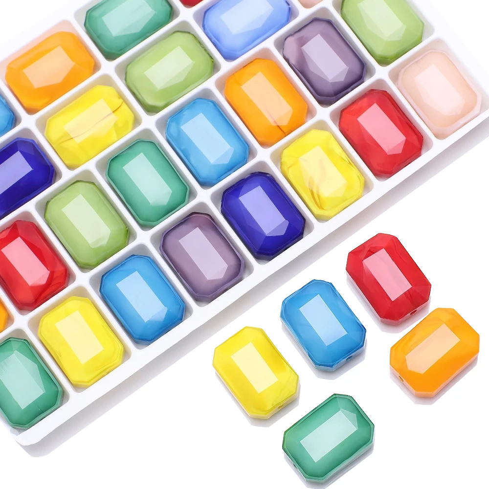 

Rectangular Glass Beads For Jewelry Making Bulk 13X18MM Faceted Mahjong Crystal Lampwork Beading Pendant DIY Crafts 10pcs/bag