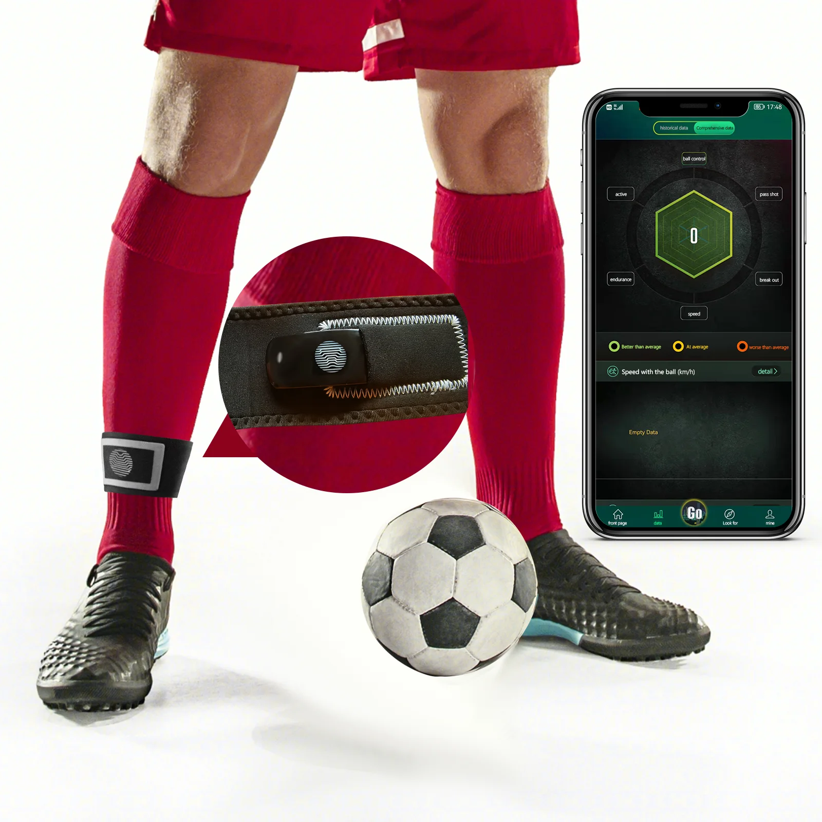 

Smart Football Tracker,Football Activity Tracker Soccer Training Equipment with App,Soccer Data Analyze Equipment, Black