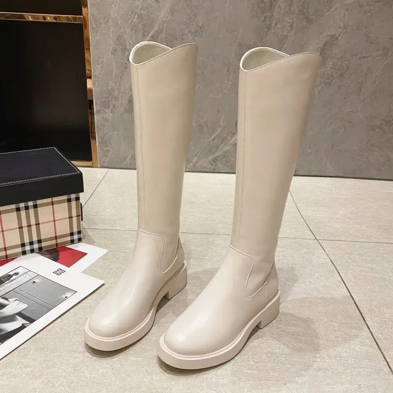 

Wholesale Fashion Autumn and winter new white but knee boots ladies display high boots women's shoes