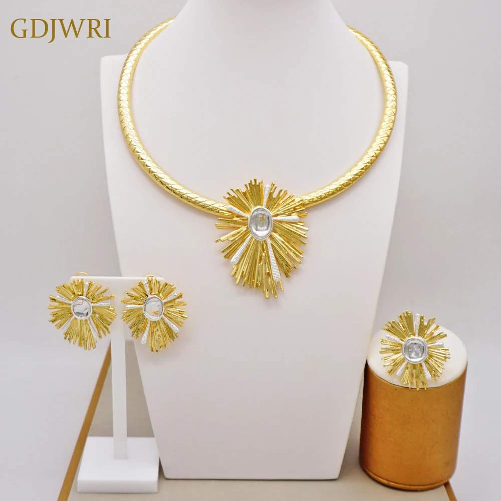 

GDJWRI RC18 women wholesale costume china earings plated set for women jewelry gold 18k real gold