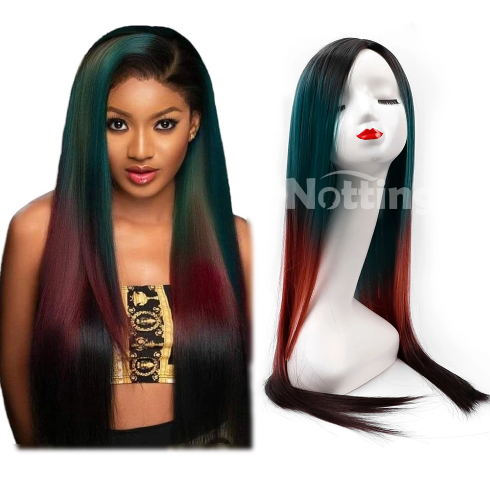 

Dropshipping High Quality Party Wig Perruque Indetectable Long Straight mixed gradient color Multicolor Women Wig, As in pic., can be customized