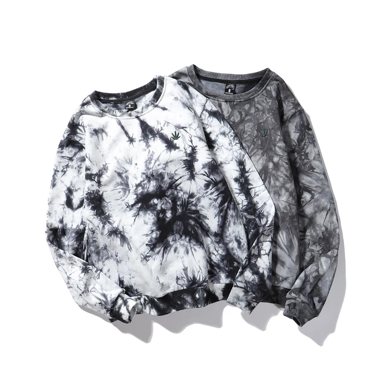 

Wholesale Stock Long Sleeve Black And White Tie Dye Sweatshirt Fleece Pullover Women And Men Sweatshirt
