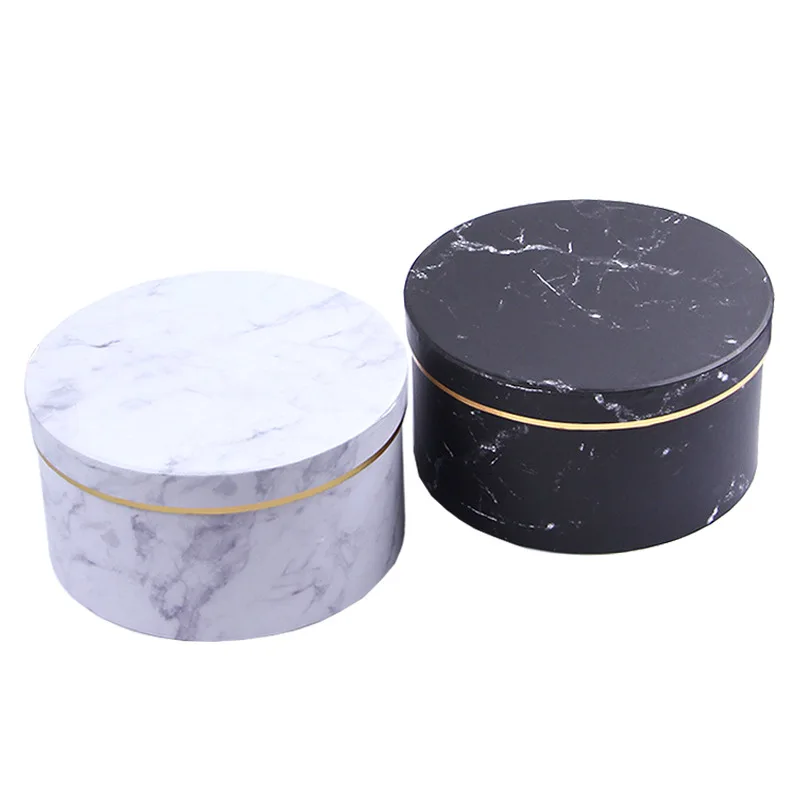 

Well Designed Gift Round Marble Flower Cylinder Paper Box Marble Round Flower Box For GiftsFlowers packaging