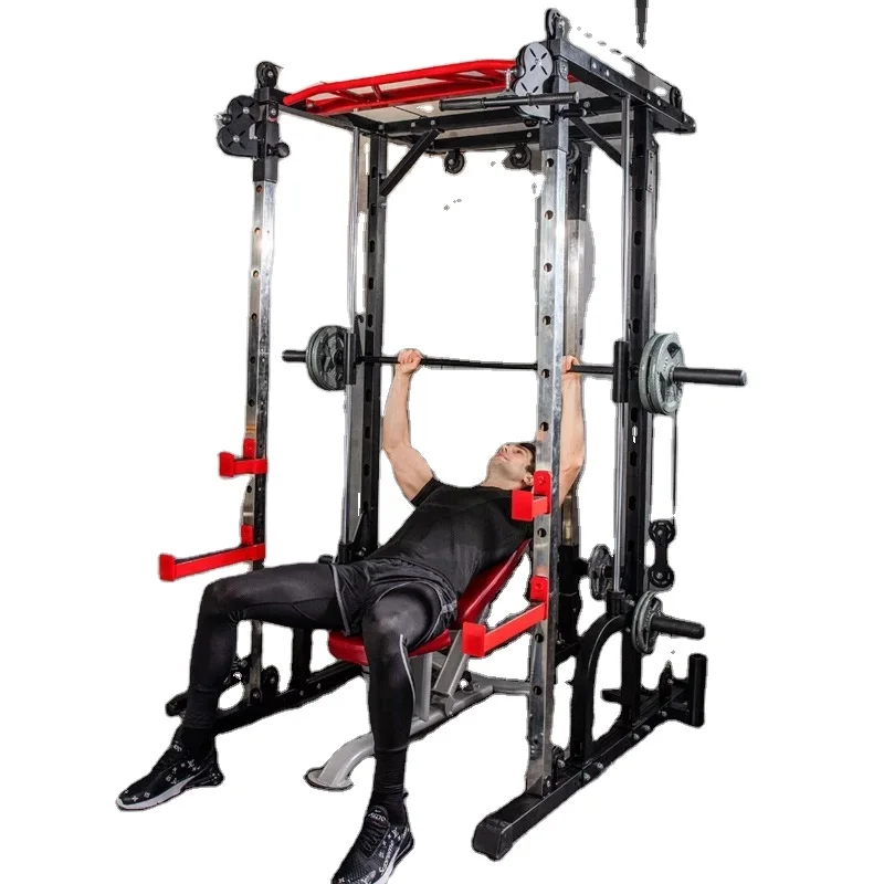 

New Home Body Building Cable Crossover Multifunctional Power Cage Squat Rack With Weight Lifting Training Gym Smith Machine