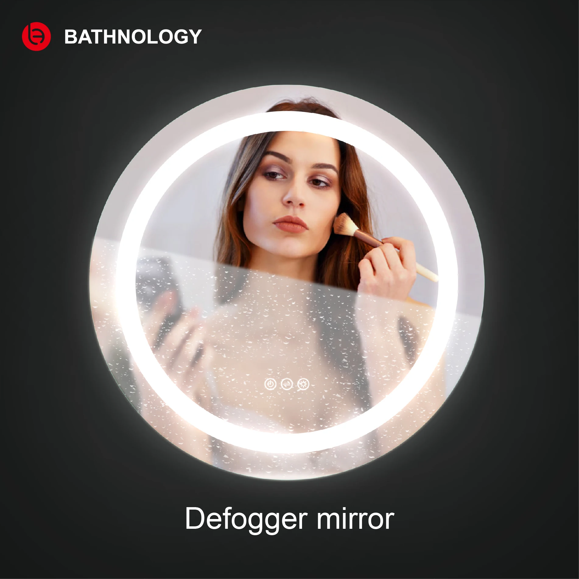 MF0606D Led Illuminated Bathroom with Smart Touch Screen Smart Round Mirror Magnifying Graphic Design Free Spare Parts Modern