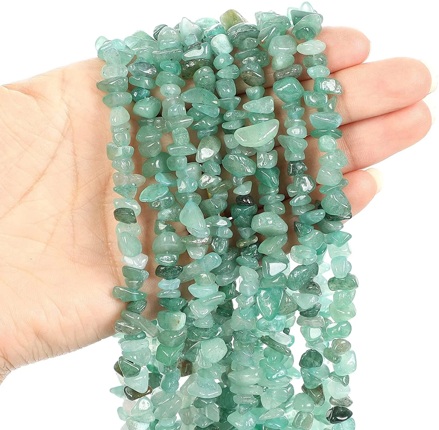 

DIY  Irregular Natural Stone Beads Green Aventurine Chips Beads for Jewelry Making