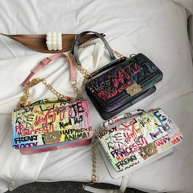 

New Arrivals Large Graffiti Hand Bags Tote Ladies Handbags Fashion Purses For Women 2021