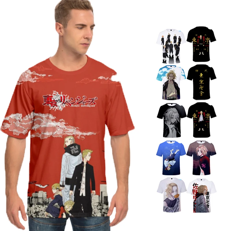 

2021 New Sublimation 3D Custom Logo Japanese Anime Men's O-Neck T Shirts, Customized colors