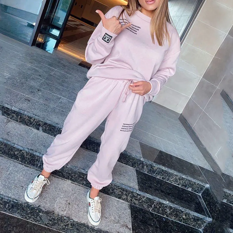 

Best Sellers 2021 foreign trade letter Printing and dyeing women's autumn new sports and leisure suit two sets