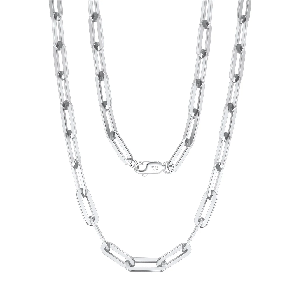 RINNTIN SC39 Factory Price S925 Sterling Silver Fashion Italian Jewelry Rhodium Plated Curb Paperclip Thin Chain Necklace