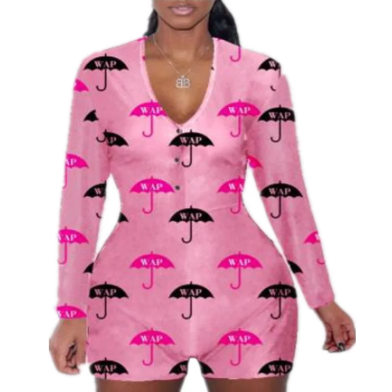 

wholesale fall women designer print onesie holiday long sleeve sexy wap onesie for womens adult
