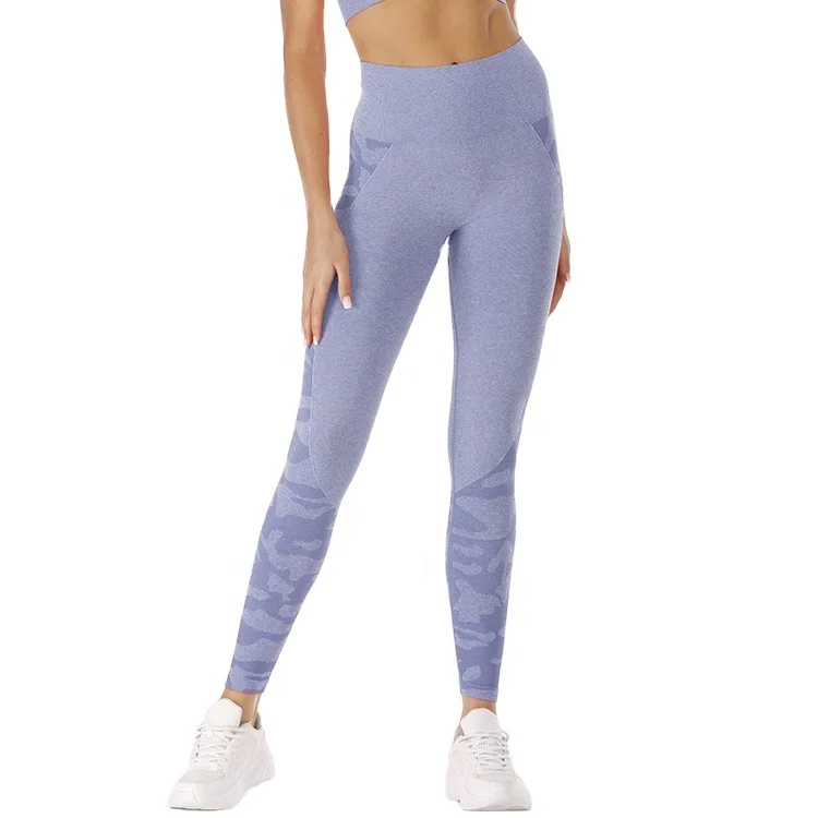 

Outdoor Sports Camouflage Fitness Leggings Seamless Camouflage Knitted Hip Yoga Pants One Drop European and American New Women, Yellow
