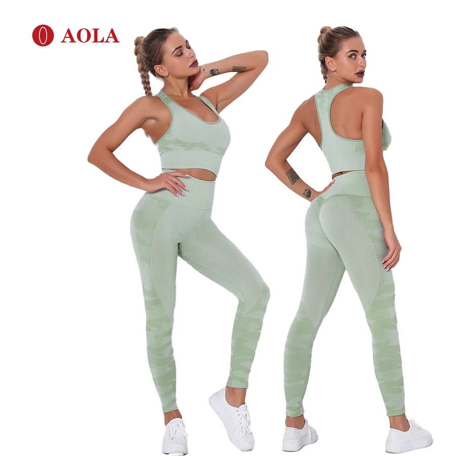 

AOLA Leggings And Bra Plus Size Yoga Private Label De Womens Clothing Panty Sportwear Sports Sets For Women, Picture shows