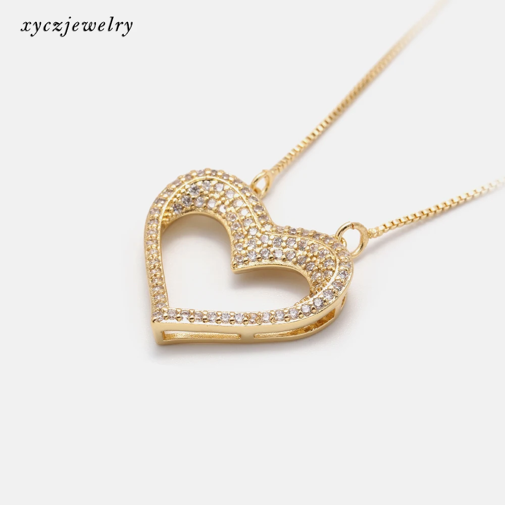 

Best Selling white zircon birthday gifts wholesale heart pendant necklace, Mixed color