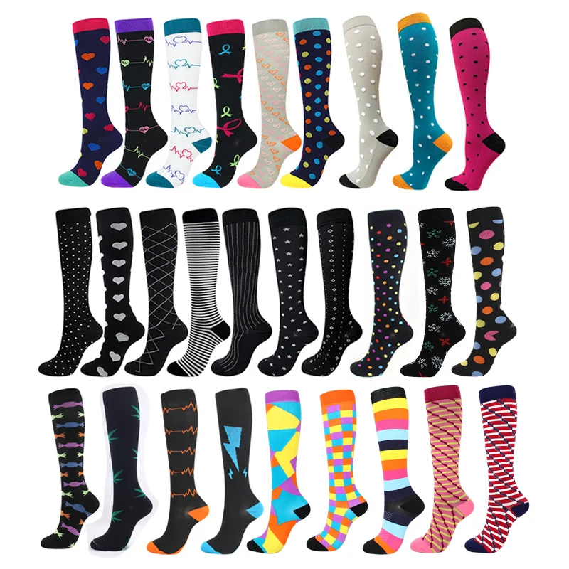 

Outdoor Sports medical fancy lady colorful cute athlete custom logo compression socks for women, Black, white, wine red, or custom color