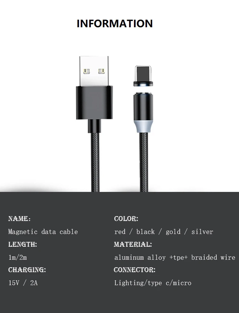 3 in 1 Usb Magnetic Braided Usb Data Magnetic Charging Cable - ANKUX.COM