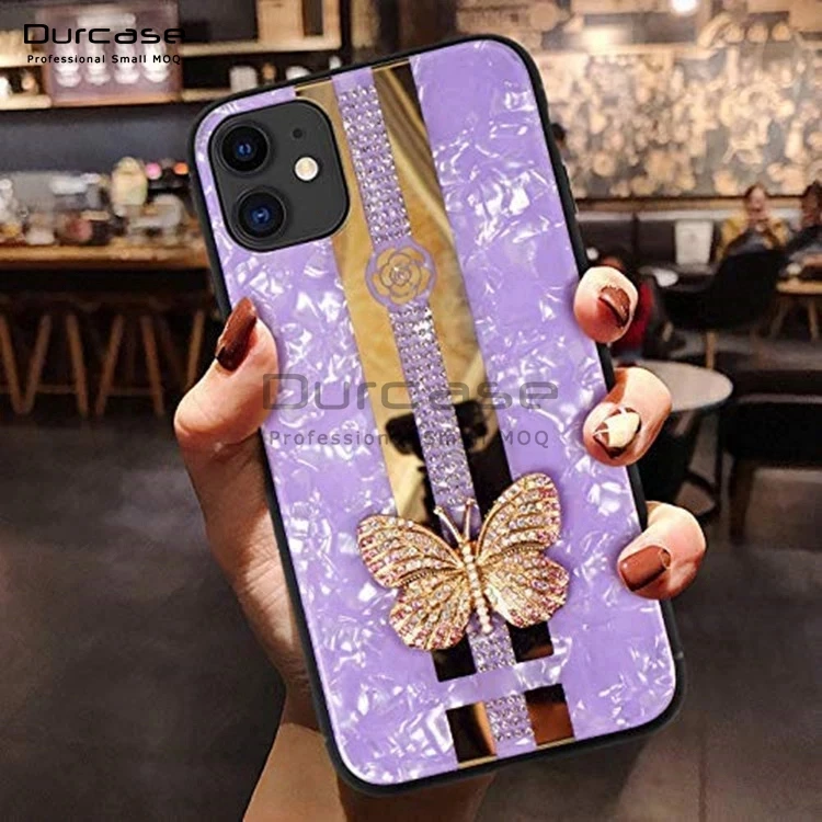 

Luxury Designer Glitter Fash Cover Marble 3D butterfly Mobile Phone Bags Cases For iPhone 12 Pro Max 12 Mini, Gold,silver,purple ect