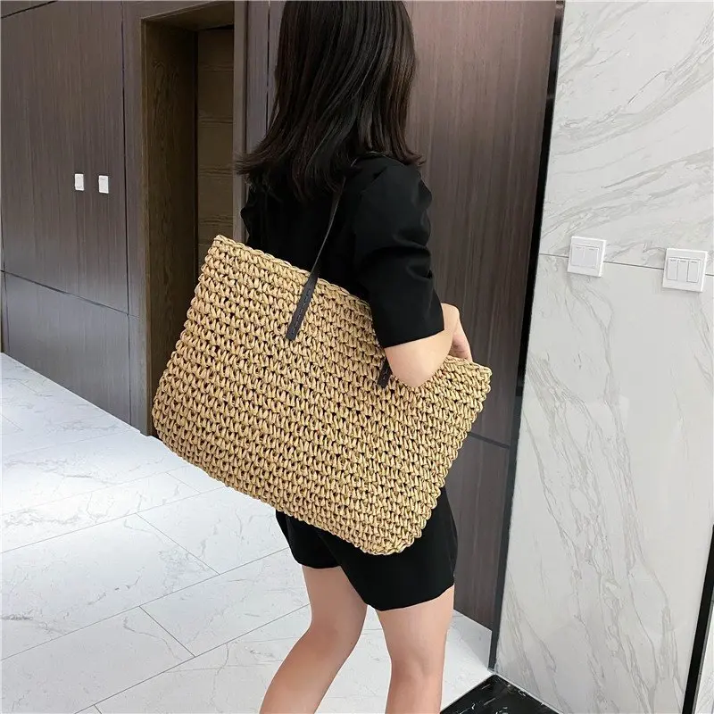 

retro casual beach bag for girl straw bag, As picture