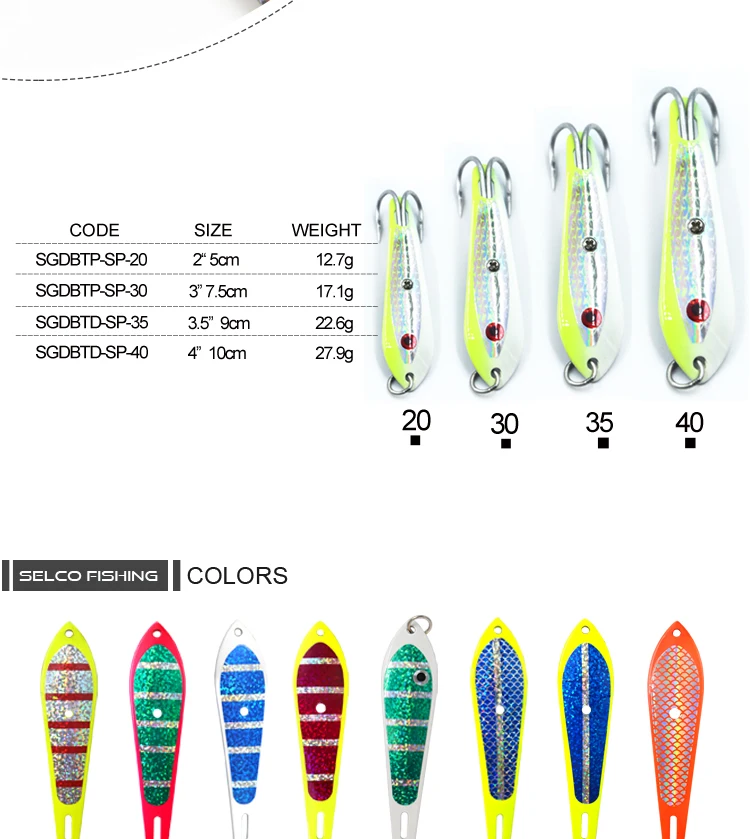 3" 7.5cm Fishing Spoon Lure Spoon Lure Hard Baits Double Hook Pesca