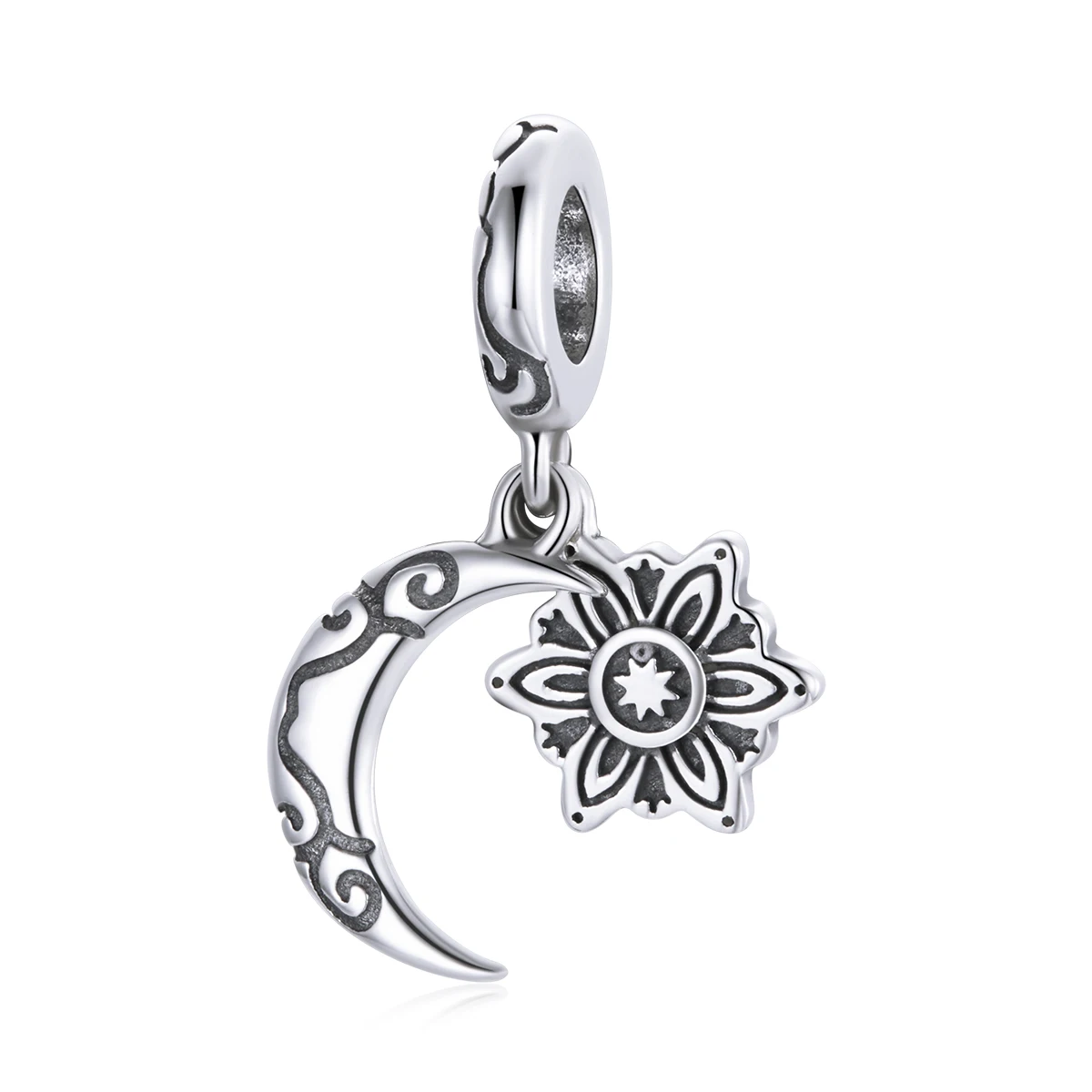 

SCC1826 Trendy women fine jewelry 925 silver moon lotus pendent charms