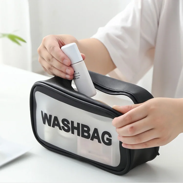 

Wholesale Custom Logo Printing Women Fashion Pink Clear Pvc Zipper Private Label Make Up Bag, Customized color