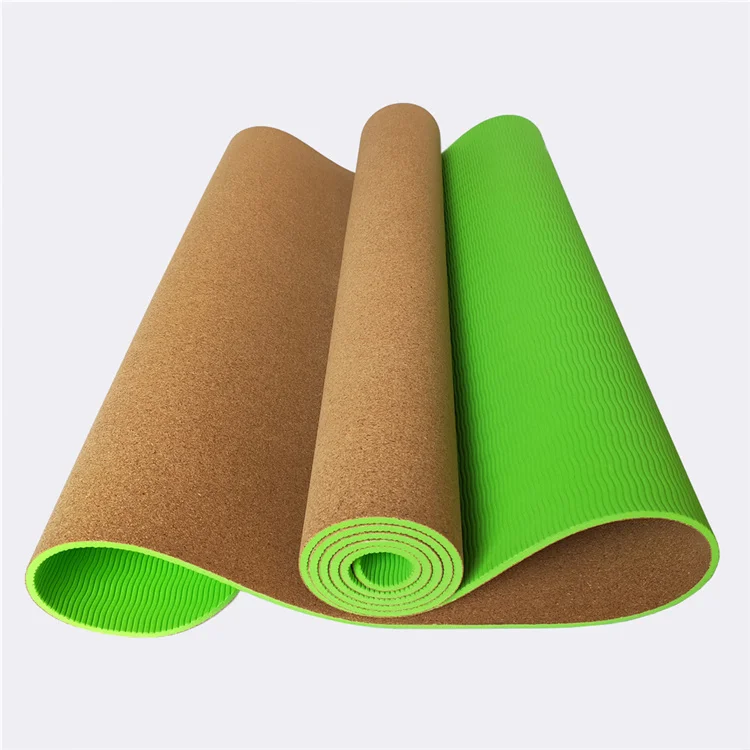 

Double Layer Eco Friendly TPE+ Cork Yoga Mat Textured Surface Non Slip Custom Cork Yoga Mat Logo 5MM, As picture