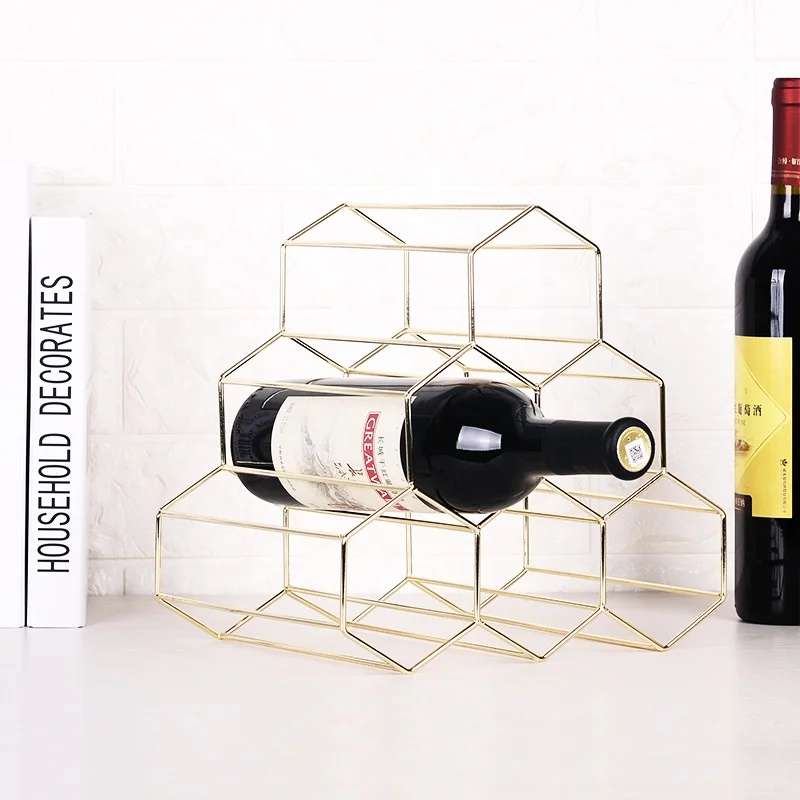 

Ins Gold Metal Crafts Bar Living Room Wine Cabinet Wire Display Rack Metal Wine Holder Wine Bottle Holder