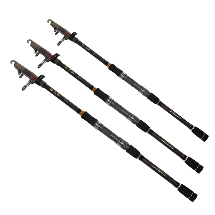 

High Carbon Guide Ring Spinning Rod Super Light Weight Saltwater Telescopic Casting Throwing Fishing Rod, Black