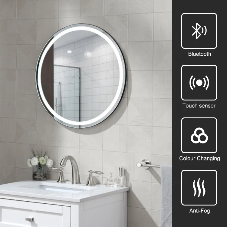 Smart Mirror Bathroom Lighted Makeup Led Mirror Bath For On Off Dimming Colour Changing