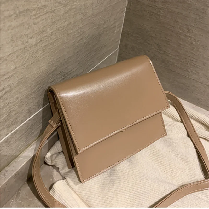 

2021 new arrival autumn new style fashionable ins simple pure color retro chic Pu leather crossbody women ladies handbag