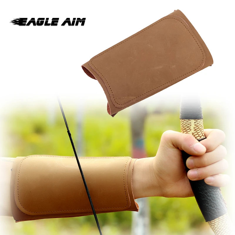 

Cowhide Guard Forearm Protector Archery Arm Guard For Recurve Bow Arrow Shooting, Brown