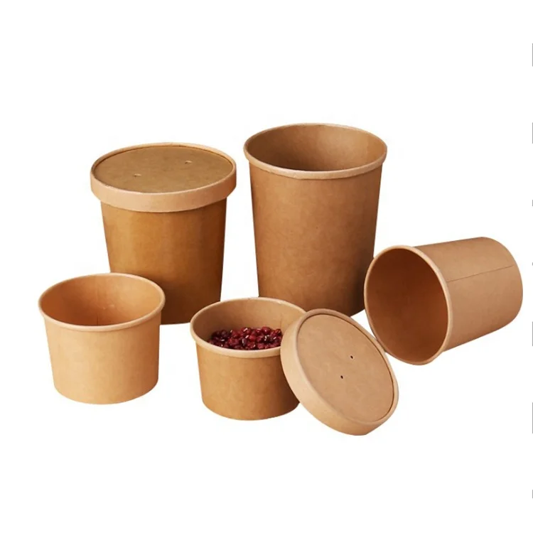 
32 oz chinese soup bowl with lid big volume disposable hot soup paper bowls 