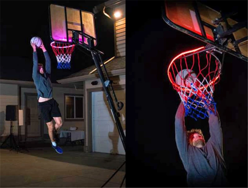 1pc Basket Hoop LED Strip Light Solar Power Basketball Playing At Night Lit Rim 