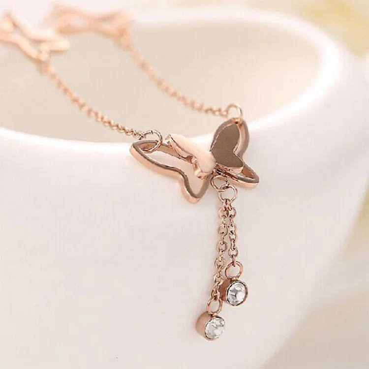 

Butterfly Pendant Anklets Foot Chain Summer Yoga Beach Leg Bracelet Handmade Anklet Rose Gold Silver Color Jewelry