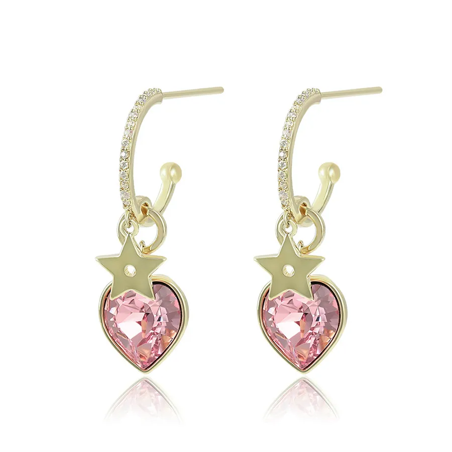 

Ymearring-415 Xuping Jewelry Elegant Fashion Simple Heart-Shaped Crystal 14K Gold Star Earrings