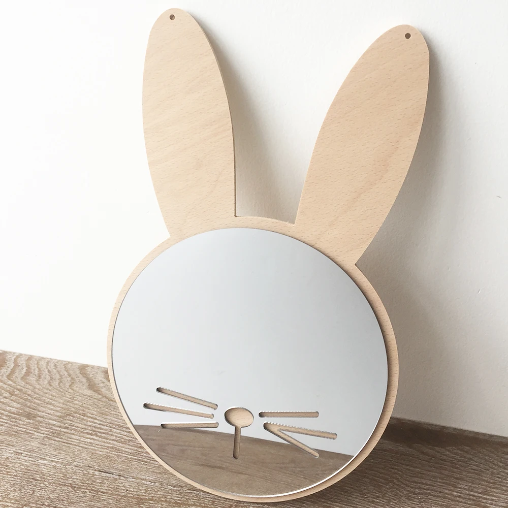 

Funlife factory direct North Europe INS style 3D acrylic Rabbit decoration dressing hanging mirror for girl's room decoration