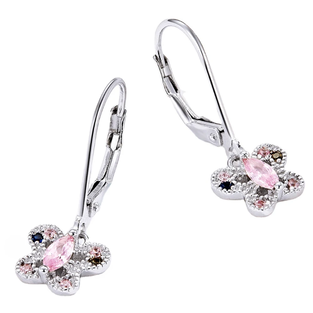 

Popular Cz Stone Earring Hooks 925 Silver Colorful Butterfly Earrings For Womans