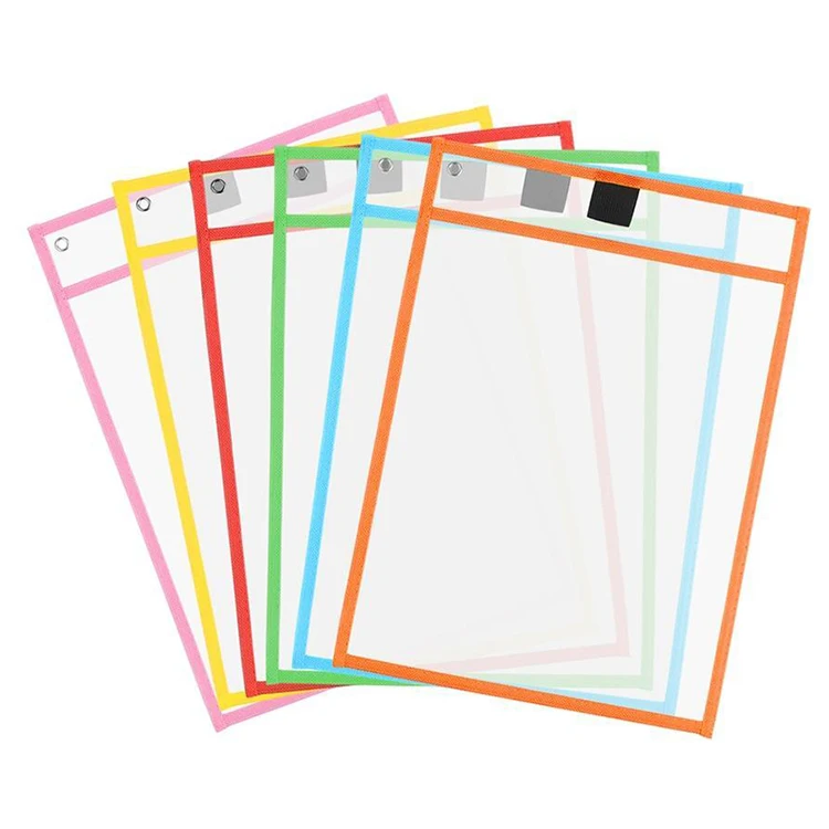 

File Pocket Reusable Dry Erasable Pockets Transparent Write And Wipe Drawing Board Dry Brush Bag For Teaching Kids