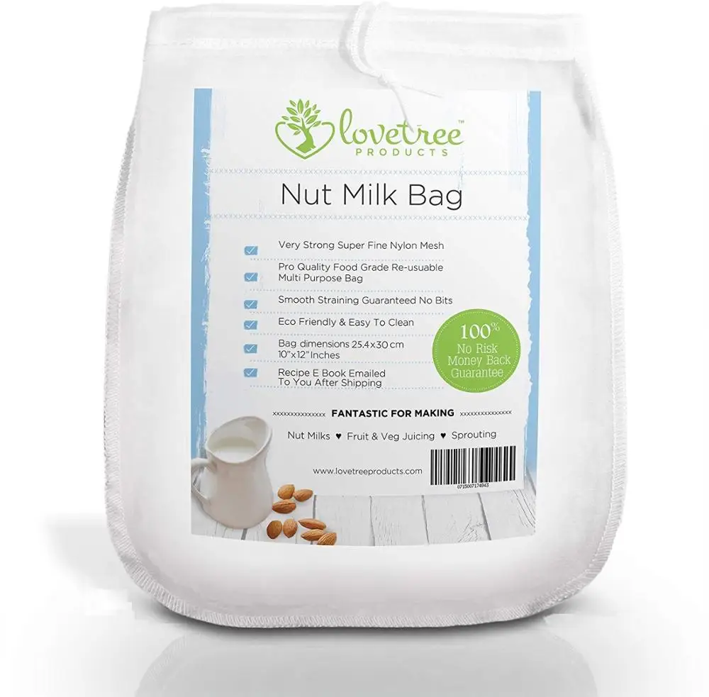 
Food Grade Food grade 30 micron Nylon nut milk filter mesh bags 