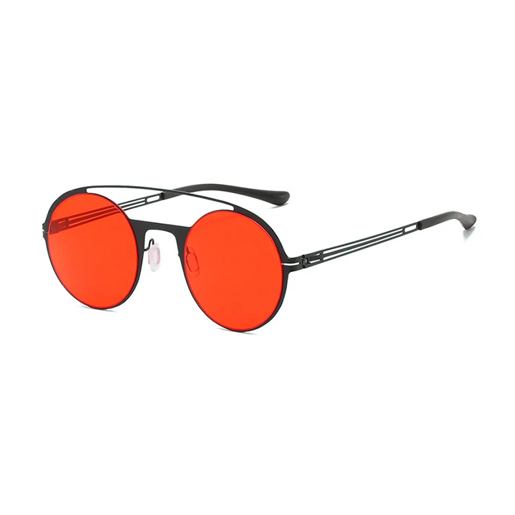 

7102 New fashionable round sunglasses personality super elastic Super light stainless steel sunglasses