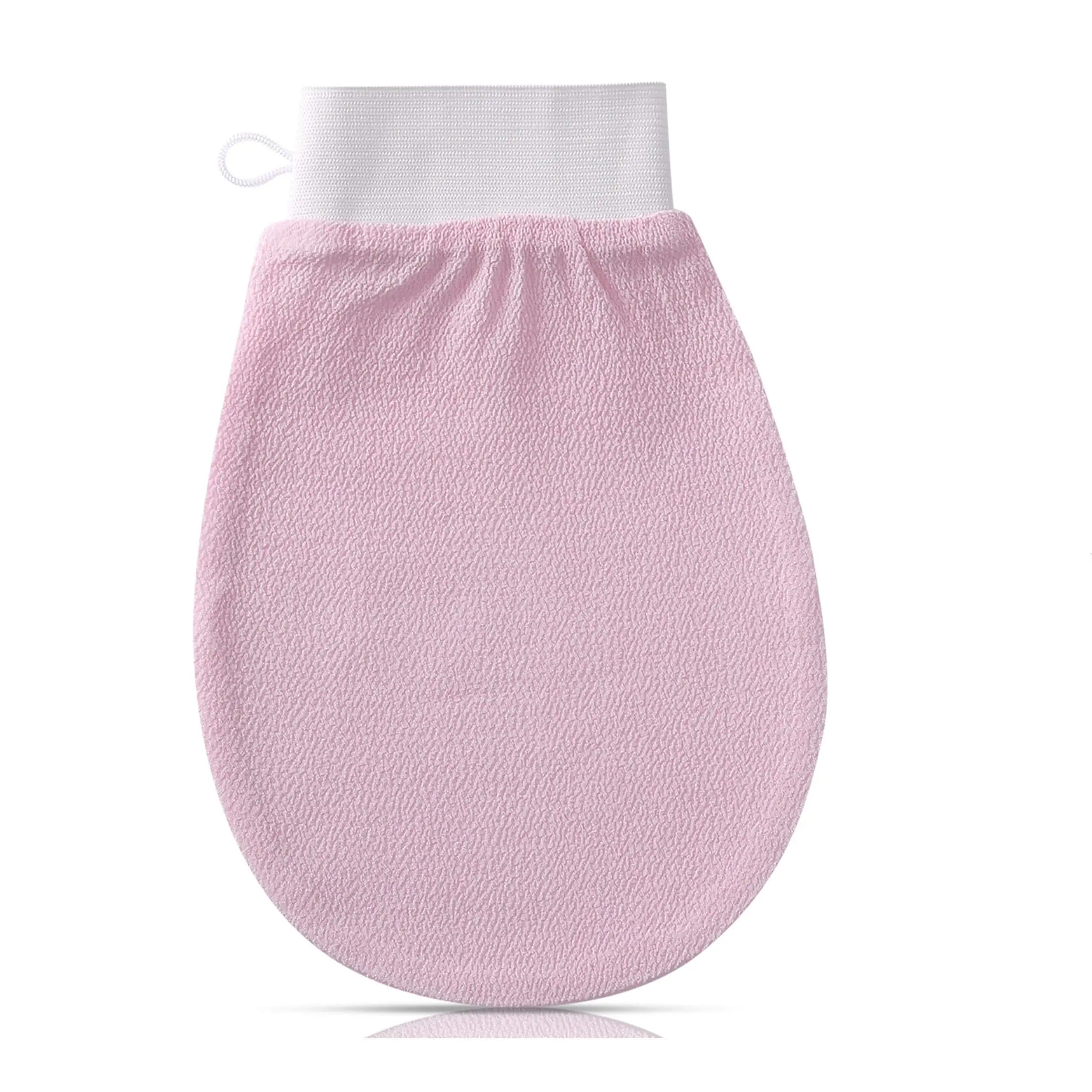 

Pink 100% exfoliates sponges scrubbers viscose body scrub exfoliating gloves silk mitt shower glove exfoliante mitten